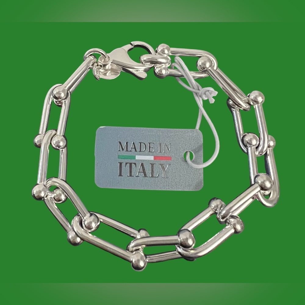 MIA Fiore Sterling Silver Plated Bronze U Link Italy Bracelet New